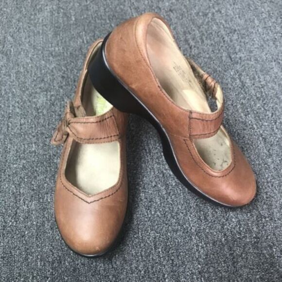 Alegria Women Ella 632 Saddle Mary Janes Shoes Brown Leather Hook & Loop 39 - Picture 2 of 9